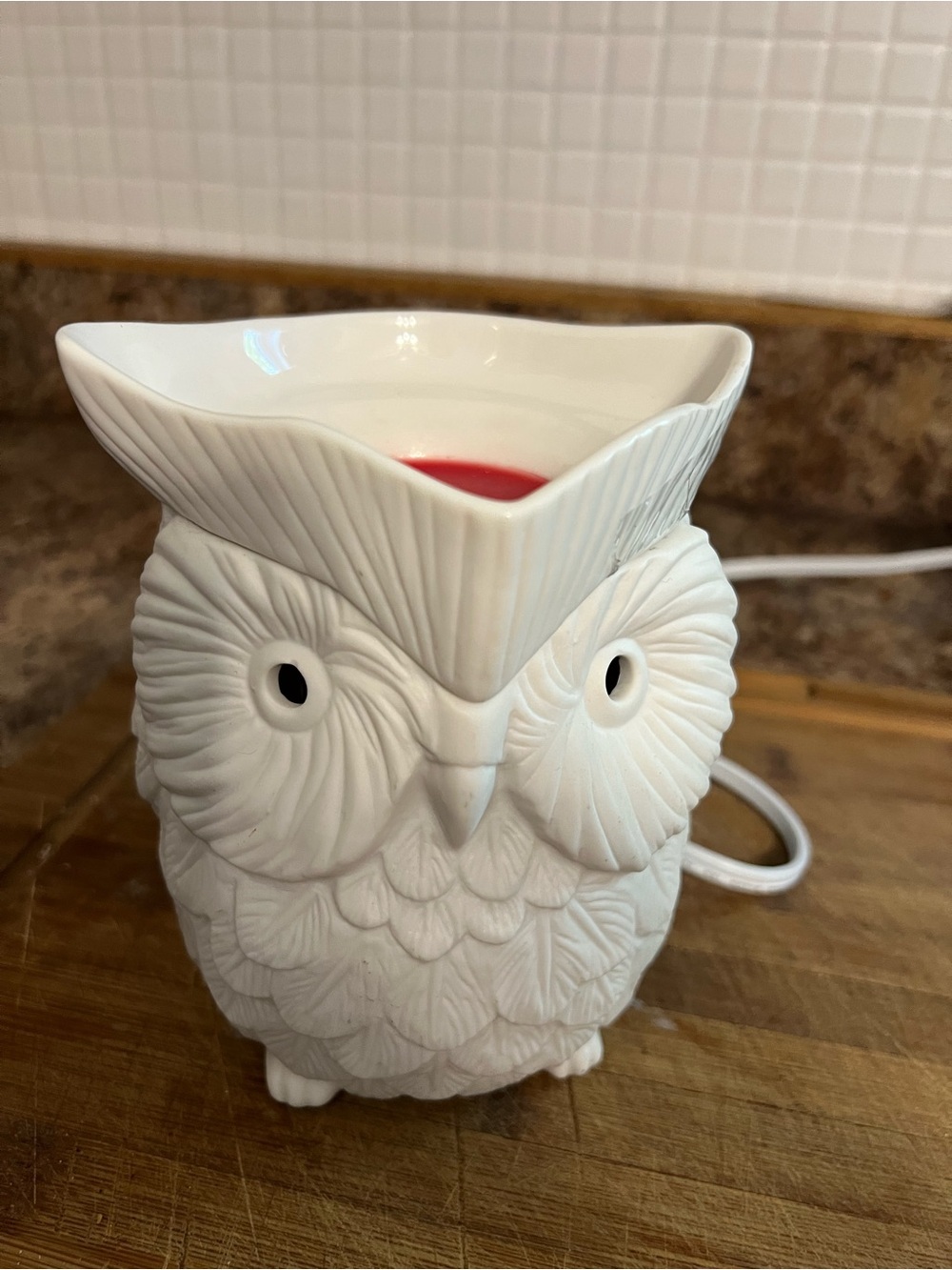 Scentsy White Ceramic Owl Wax Warmer